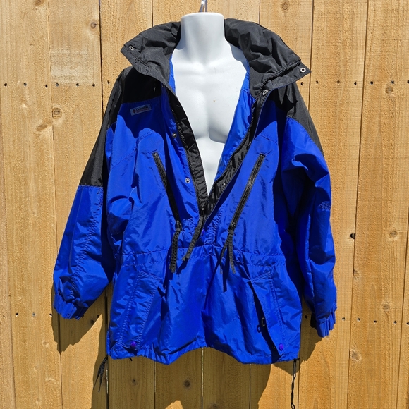 Vtg Columbia Anorak Radial Sleeve Pullover Ski Snowboard Large Blue 80s 90s - Picture 2 of 13